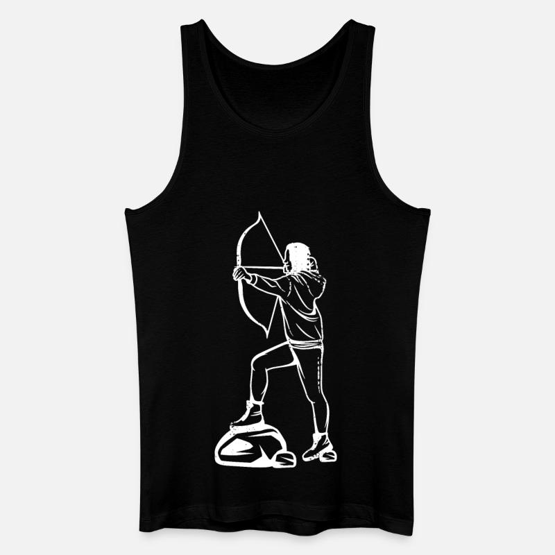 Bogenschießen Mädchen Zeichnung - Männer Bio Tank Top - Schwarz