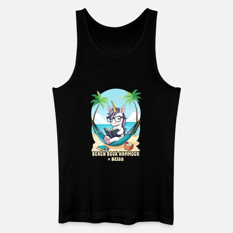 Einhorn mit Buch - Männer Bio Tank Top - Schwarz