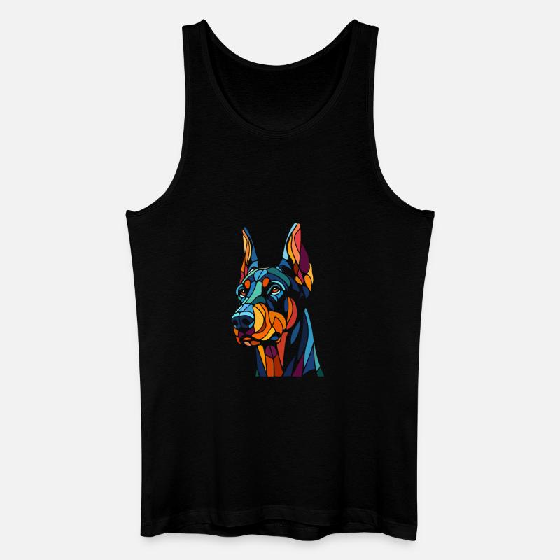 Dobermann Hundekopf - Männer Bio Tank Top - Schwarz