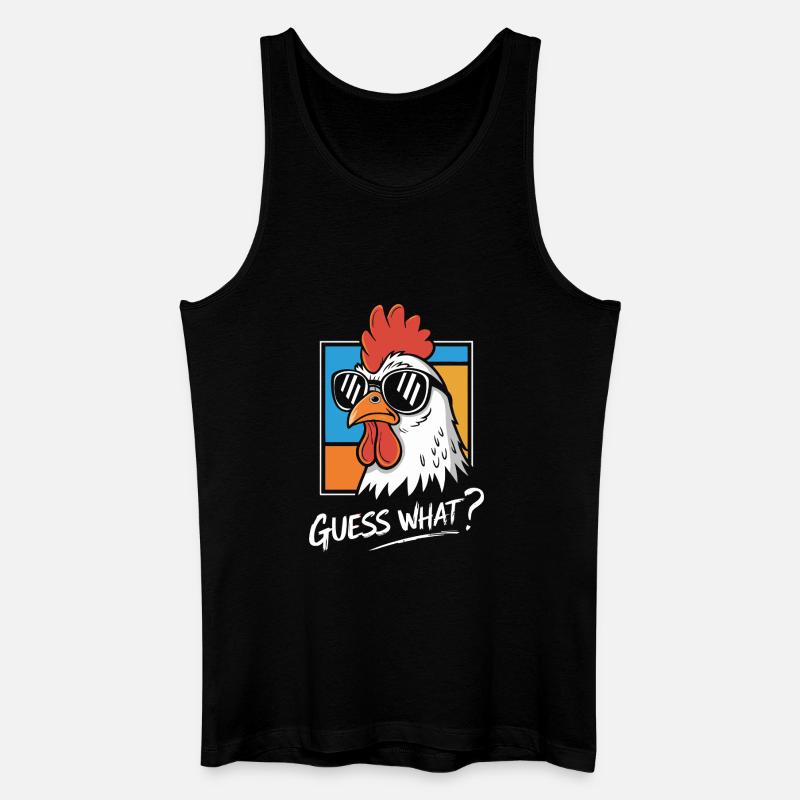 Lustiger Hahn mit Sonnenbrillen-Print - Männer Bio Tank Top - Schwarz