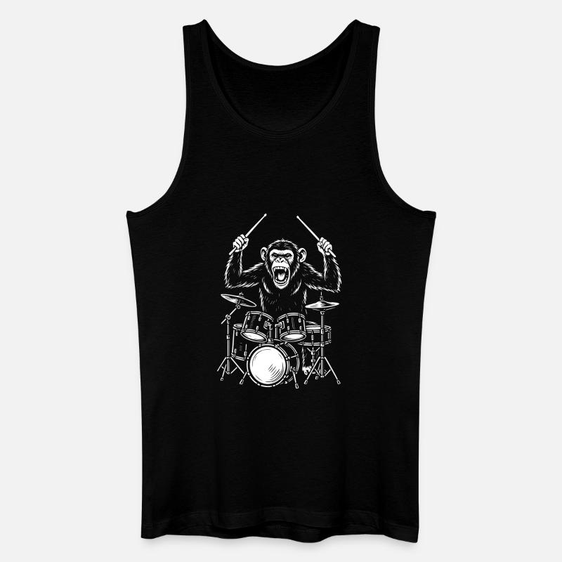 Trommelnde Schimpansenkapelle - Männer Bio Tank Top - Schwarz