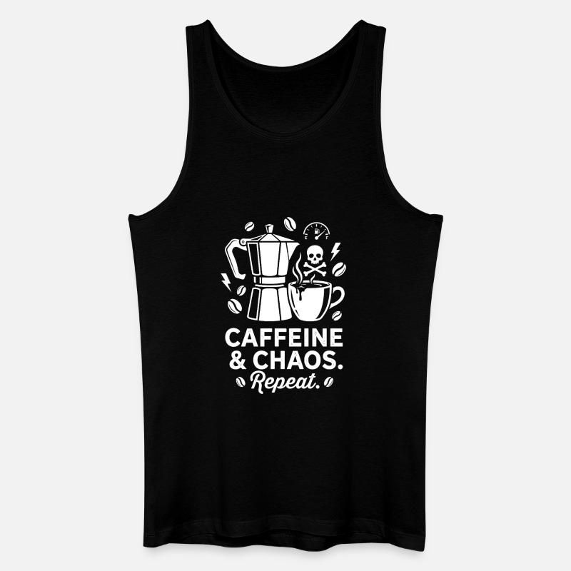 Kaffeechaos: Mokka, Schädel & Repeat - Männer Bio Tank Top - Schwarz