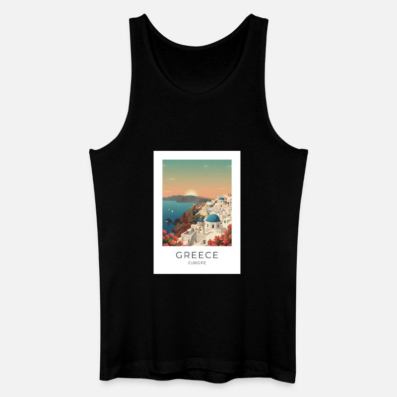 Santorini Sunset Coastal View - Men’s Organic Tank Top - black