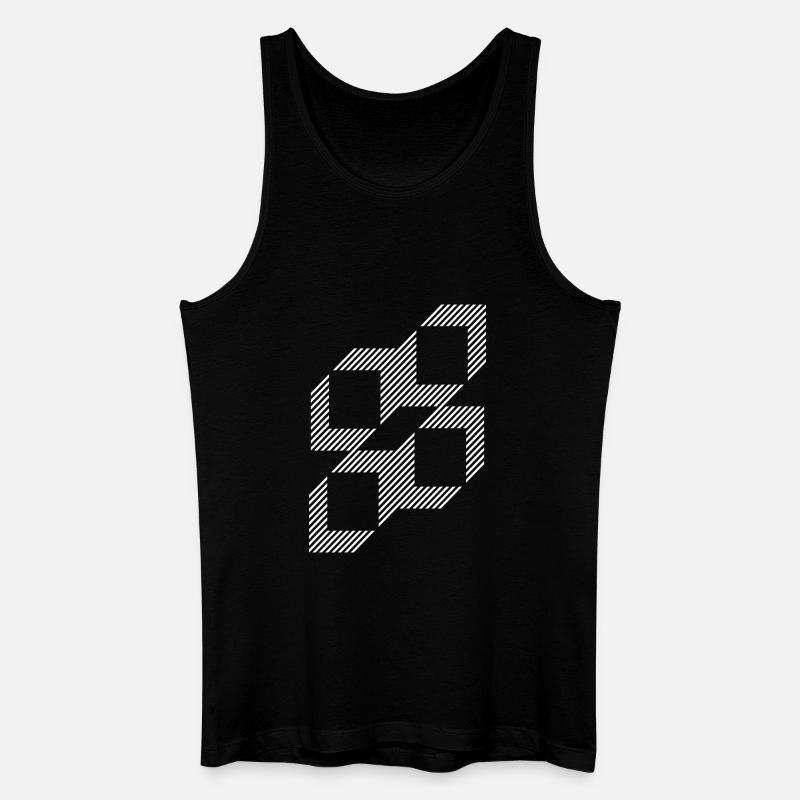 Geometric Stripe Squares Grid - Men’s Organic Tank Top - black
