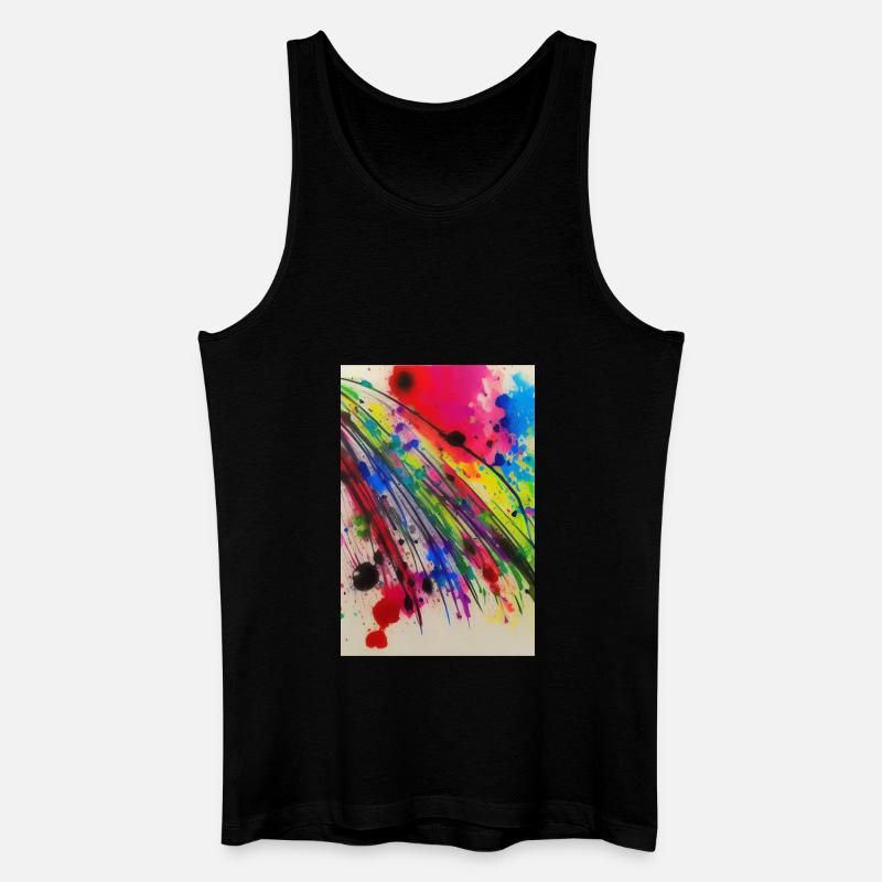 Farbspritzer und Linien - Männer Bio Tank Top - Schwarz
