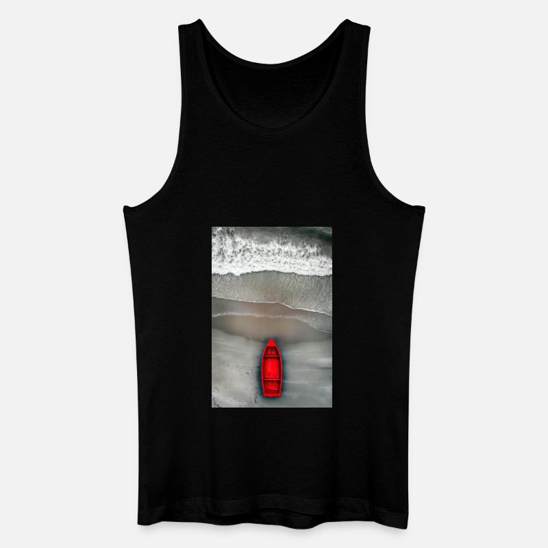 Rotes Boot am Grauen Ufer - Männer Bio Tank Top - Schwarz