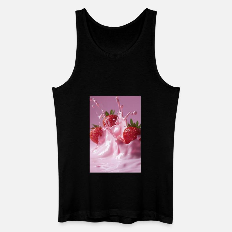 Erdbeeren in Pink Splash - Männer Bio Tank Top - Schwarz