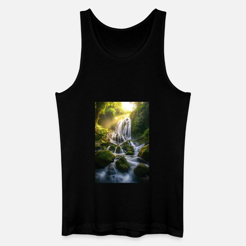 Mystischer Dschungel-Wasserfall - Männer Bio Tank Top - Schwarz
