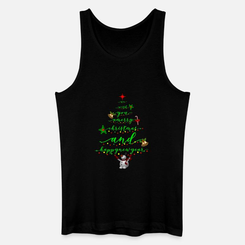 Script Christmas Tree with Snowman - Men’s Organic Tank Top - black