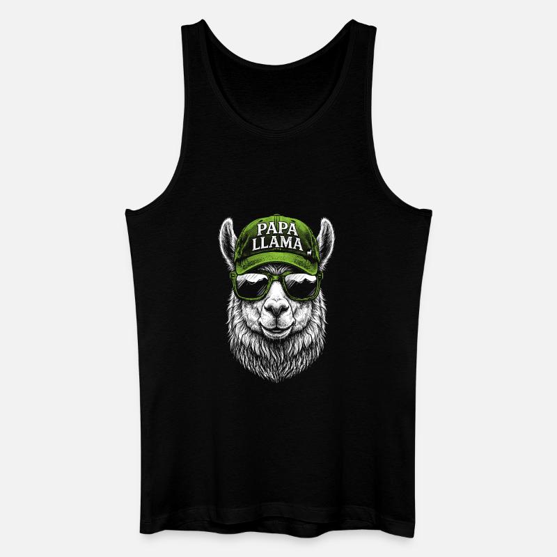Papa Llama Cap Design - Männer Bio Tank Top - Schwarz