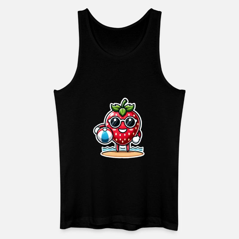 Erdbeere am Strand - Männer Bio Tank Top - Schwarz
