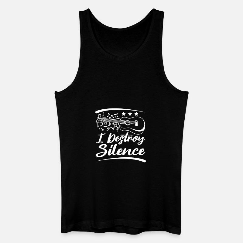 I destroy silence playing ukulele - Männer Bio Tank Top - Schwarz
