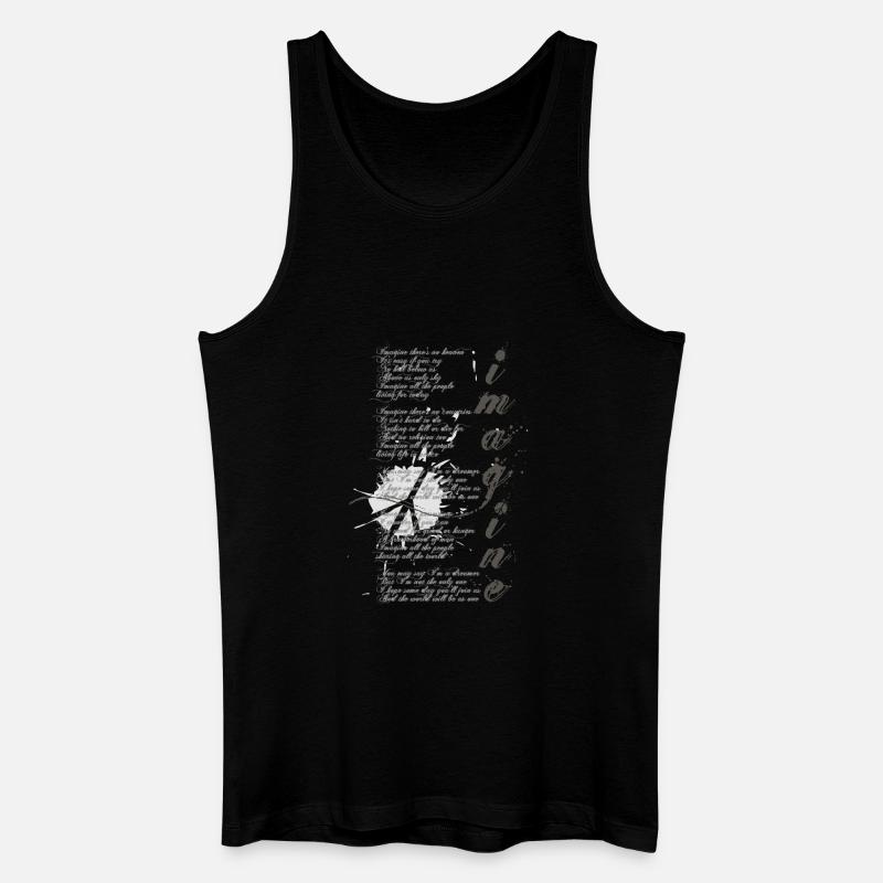 imagine - grafisches Peace-Zeichen und Lied-Text - Männer Bio Tank Top - Schwarz
