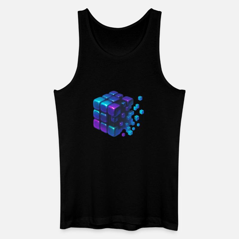 Digital Cube Explosion - Männer Bio Tank Top - Schwarz