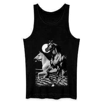 Equitation - cavalier - sport équestre - beaux chevaux - Débardeur bio Homme - noir - Devant
