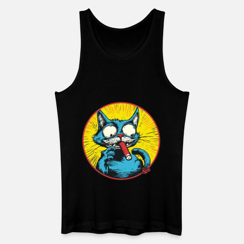 Coole Blaue Antihelden-Katze - Männer Bio Tank Top - Schwarz