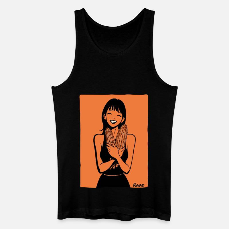 Glückliches Mädchen mit Maiskolben - Männer Bio Tank Top - Schwarz