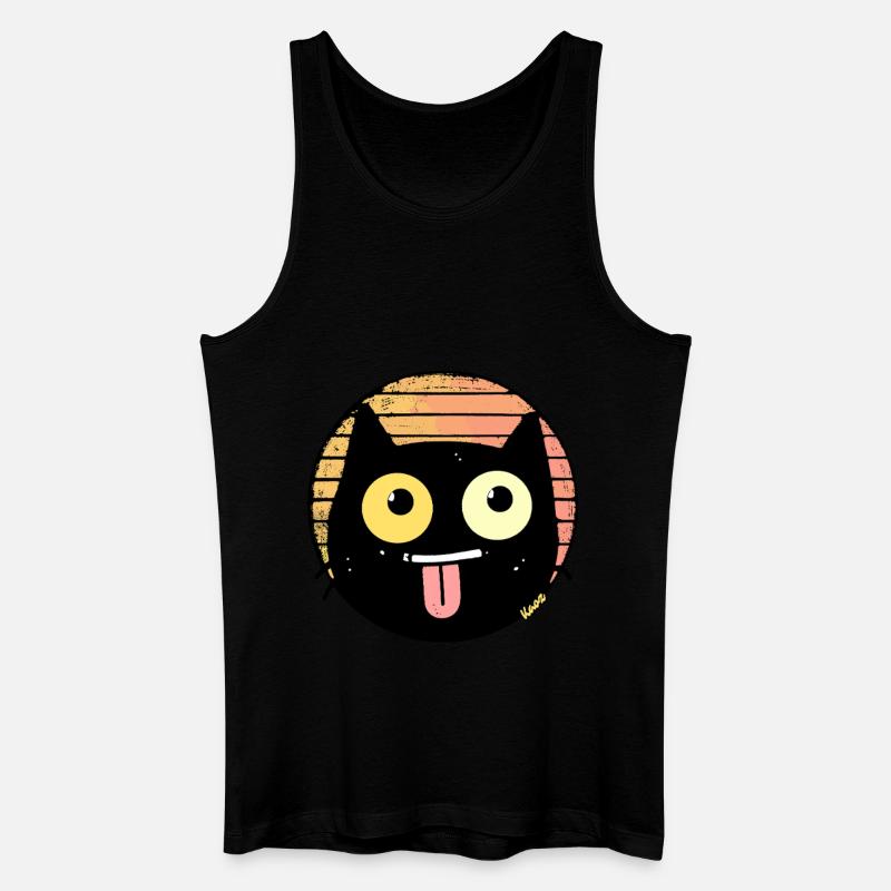 Freche Retro Katze - Männer Bio Tank Top - Schwarz