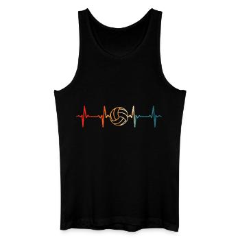 Volleyball Retro Herzschlag Volleyballer - Männer Bio Tank Top - Schwarz - Vorne