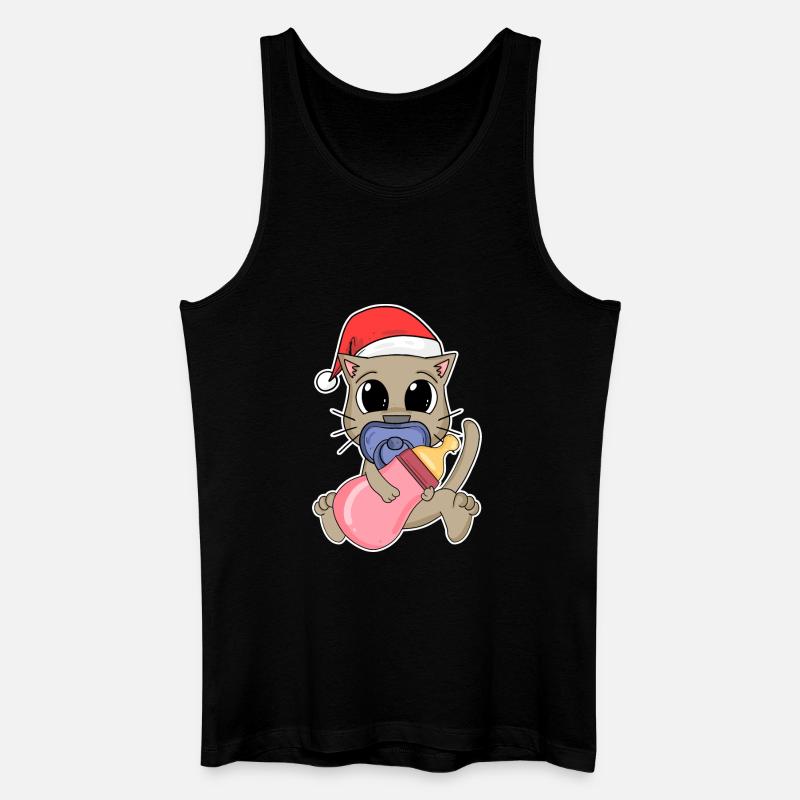 Chat Bébé Noël - Débardeur bio Homme - noir