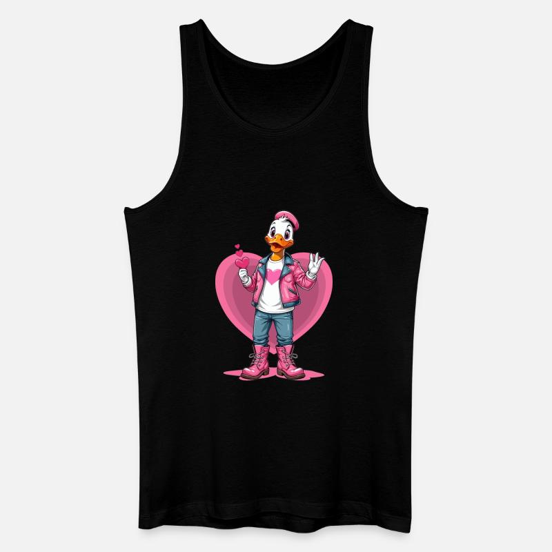 Süße Ente mit Herz - Männer Bio Tank Top - Schwarz