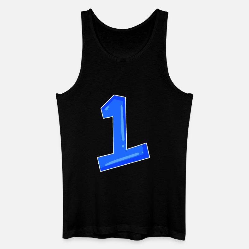 Zahl 1 blau - Männer Bio Tank Top - Schwarz