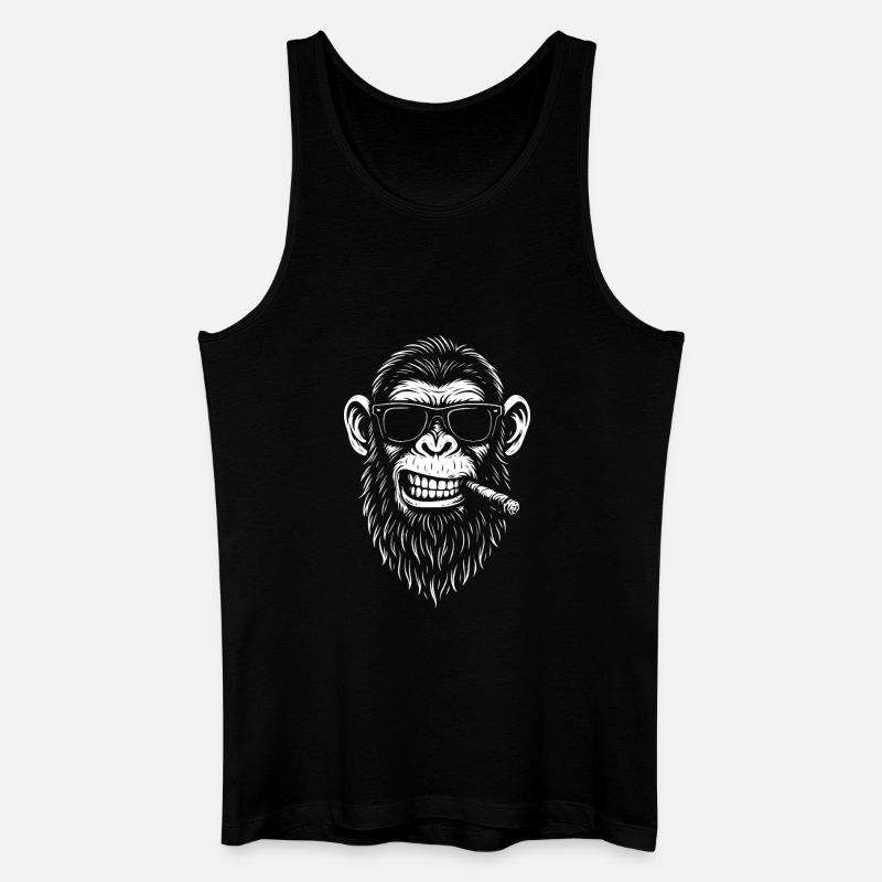 Affe mit Bart und Zigarre - Männer Bio Tank Top - Schwarz