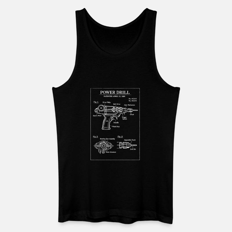 Patent-Bauplan für den Bohrer - Männer Bio Tank Top - Schwarz