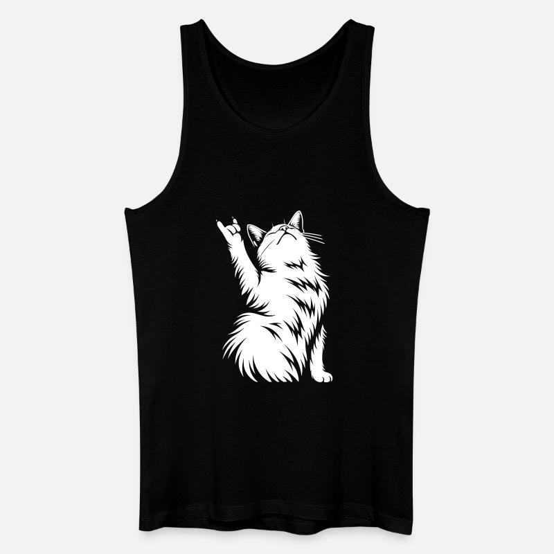 Rock Katze – Devil Horns Silhouette - Männer Bio Tank Top - Schwarz