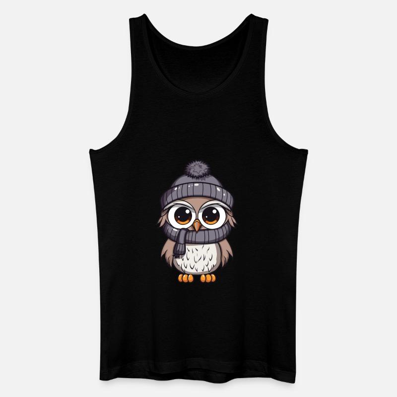 Eule Winter Comic - Männer Bio Tank Top - Schwarz