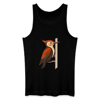 Specht an Baumstamm – Stilisiertes Vogelmotiv - Männer Bio Tank Top - Schwarz - Vorne