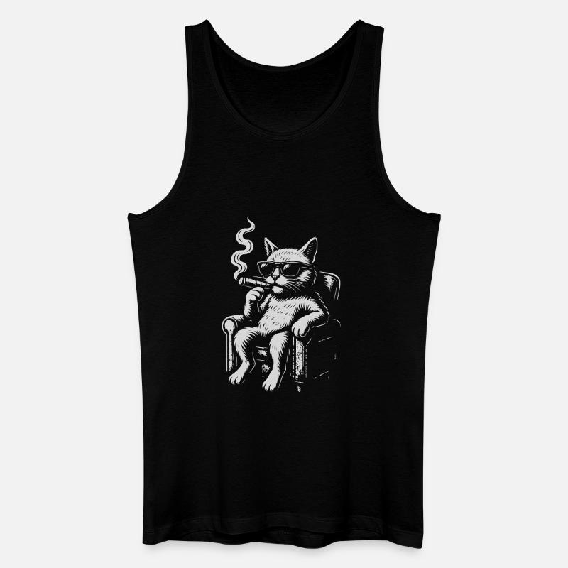 Coole Katzenliege mit Zigarre - Männer Bio Tank Top - Schwarz