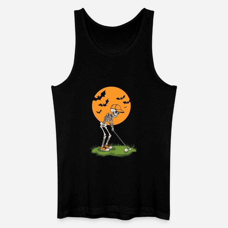 Skeleton Golf bei Mondschein - Männer Bio Tank Top - Schwarz
