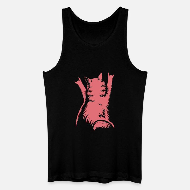 Rock Katze Rückenansicht – Devil Horns - Männer Bio Tank Top - Schwarz