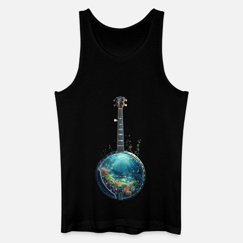 Fisch Banjo - Männer Bio Tank Top - Schwarz
