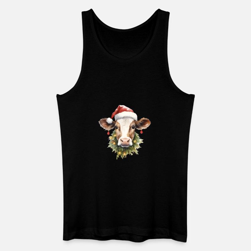 Weihnachtskuh - Männer Bio Tank Top - Schwarz
