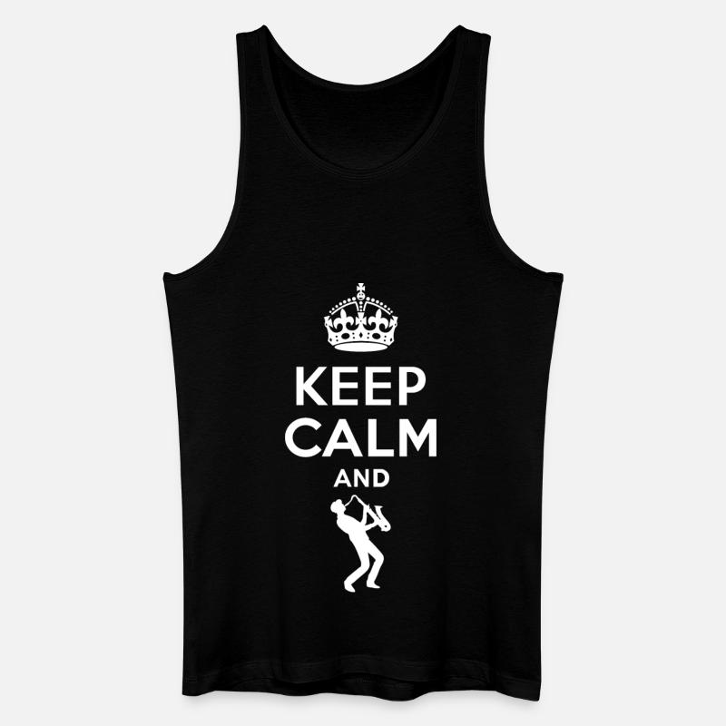 Keep calm - saxophone playing 2 - Men’s Organic Tank Top - black