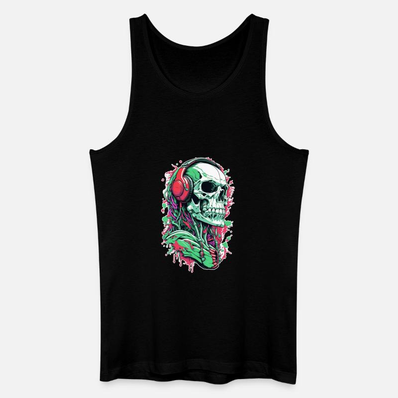 Schädel Musik - Männer Bio Tank Top - Schwarz