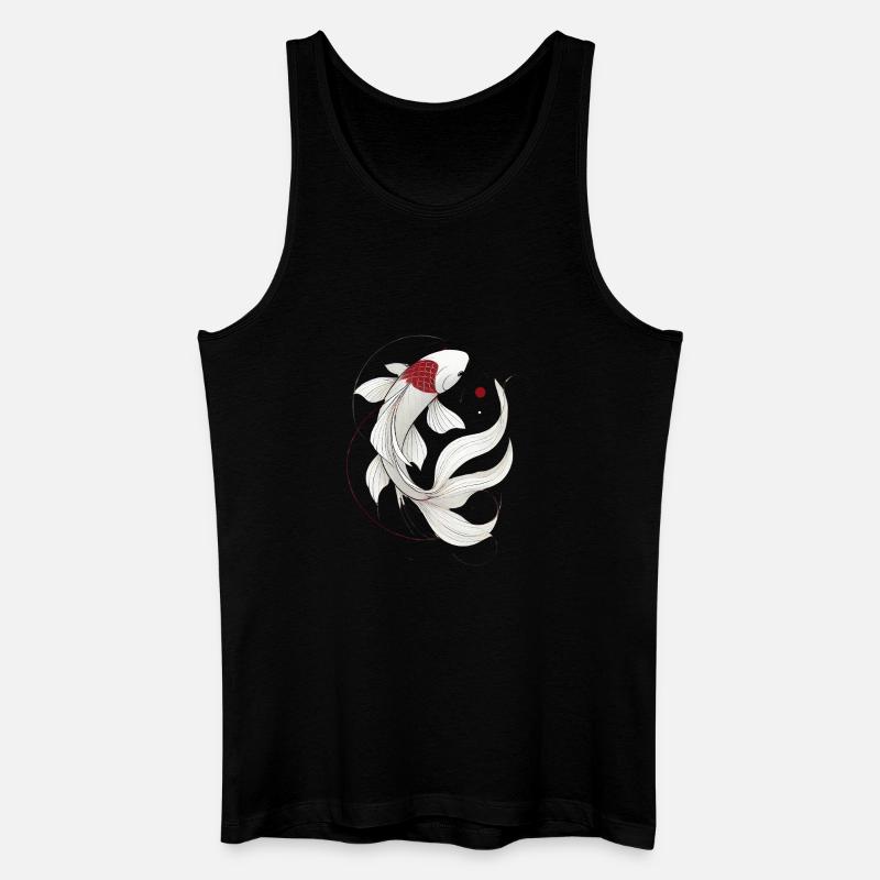 Illustration élégante de poisson Koi - Débardeur bio Homme - noir
