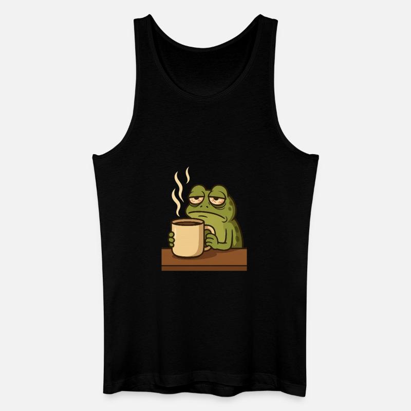 Frosch mit Kaffee - Männer Bio Tank Top - Schwarz