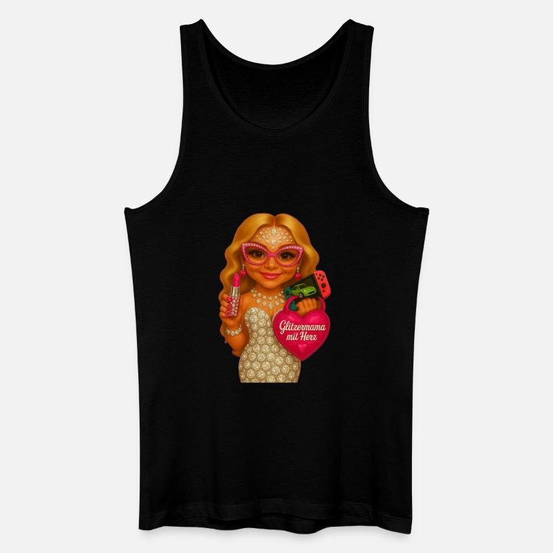 GlitzerMama mit Herz - Männer Bio Tank Top - Schwarz