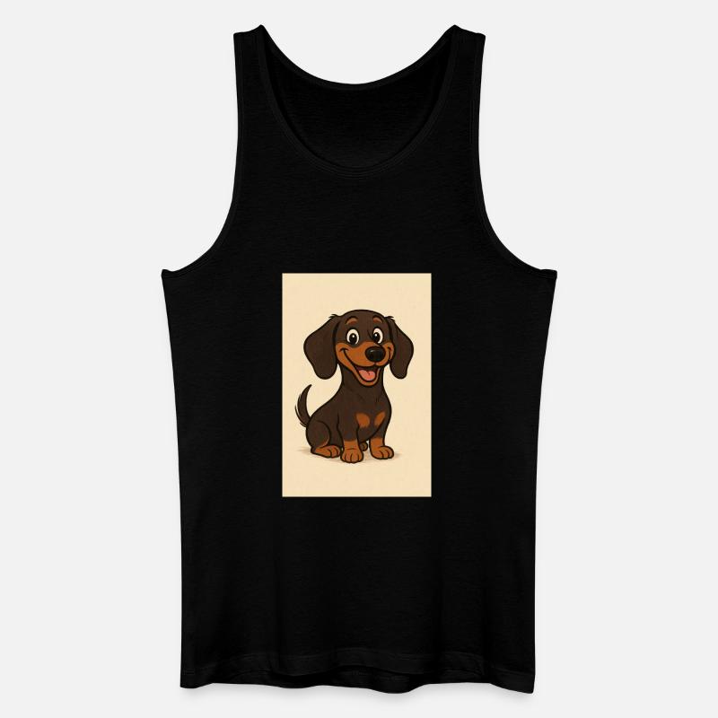 Glücklicher Dackel - Männer Bio Tank Top - Schwarz