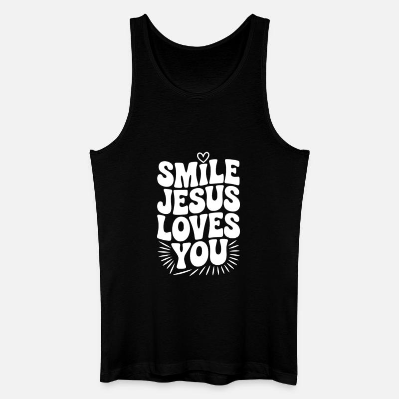 Lächle Jesus Liebe dich - Männer Bio Tank Top - Schwarz