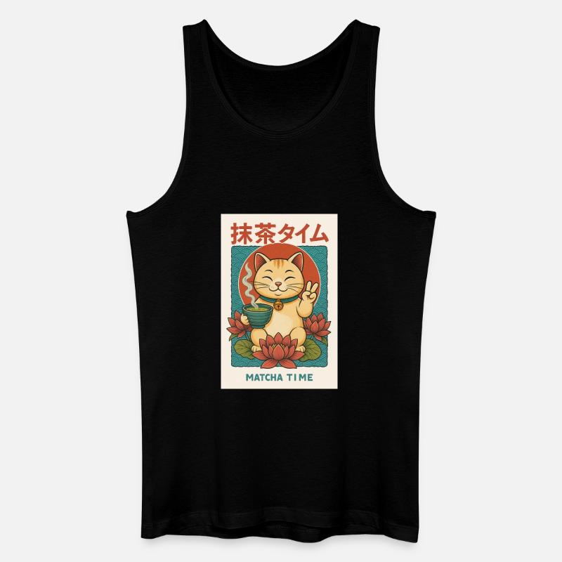 Katzenfreund Meet Matcha - Männer Bio Tank Top - Schwarz