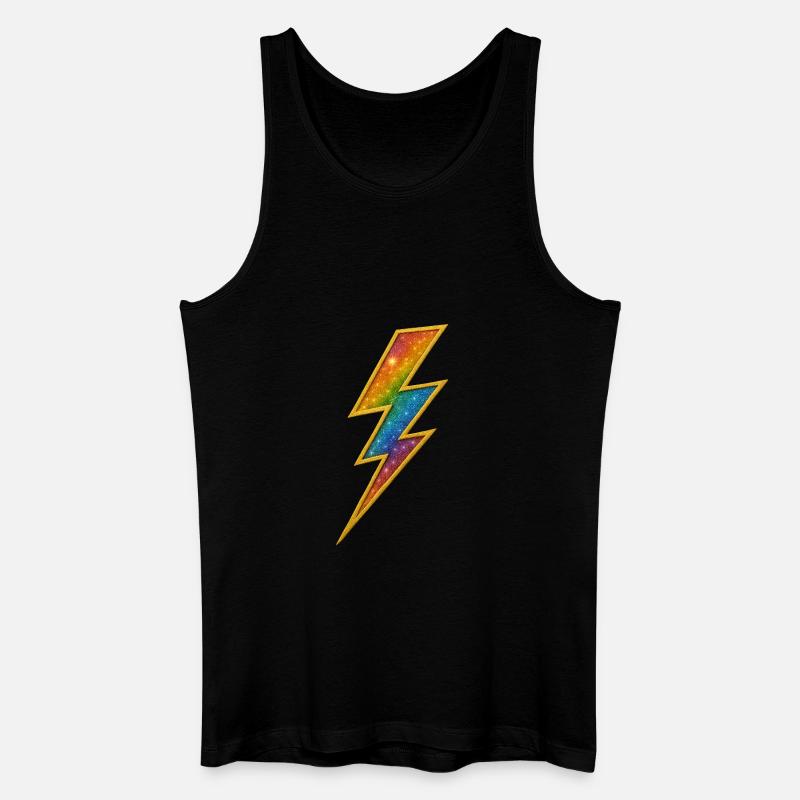 Rainbow Lightning with Gold Frame - Men’s Organic Tank Top - black