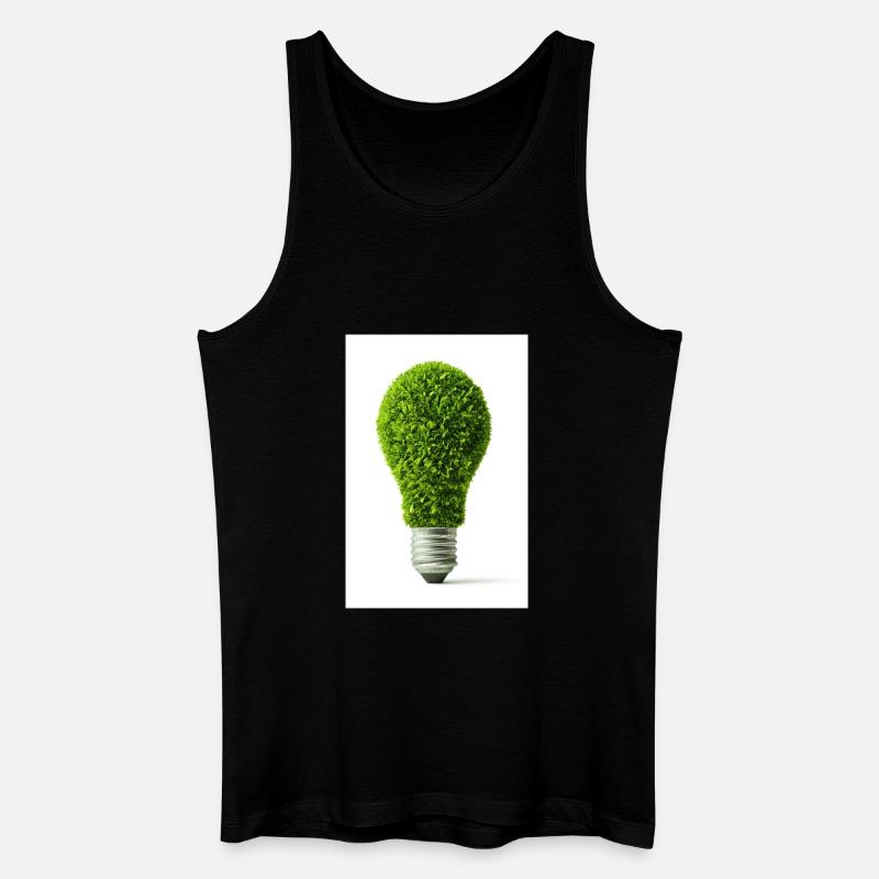 Leafy Glow Light Bulb Design - Men’s Organic Tank Top - black