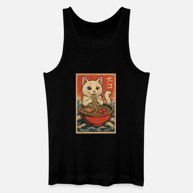 Katzenramen Ukiyo-E Retro - Männer Bio Tank Top - Schwarz