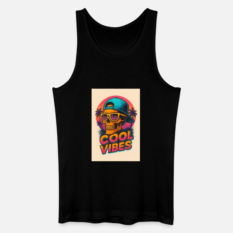 Neon Skull Tropenvibes - Männer Bio Tank Top - Schwarz
