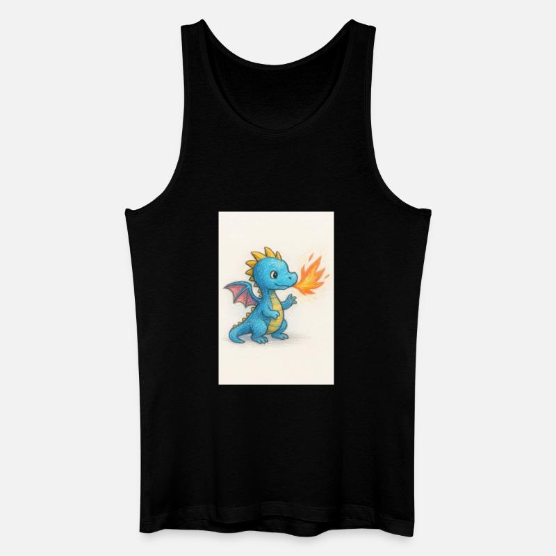 Blauer Drachenfunke Atemfeuer - Männer Bio Tank Top - Schwarz