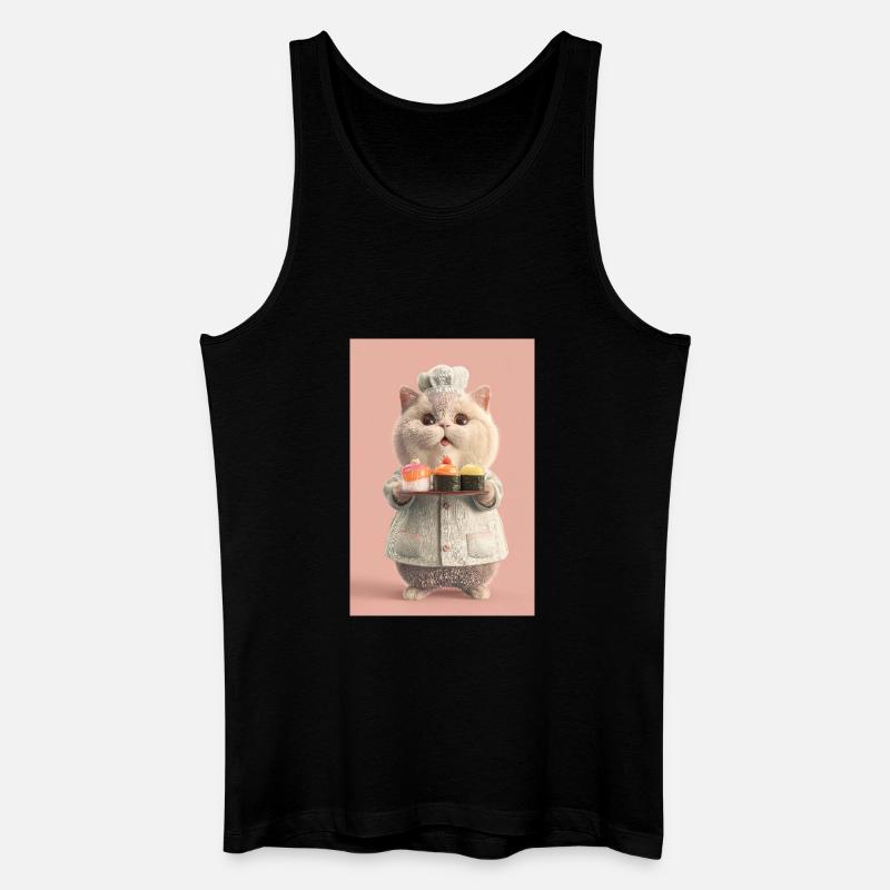 Pastel Sushi Chef Katze - Männer Bio Tank Top - Schwarz
